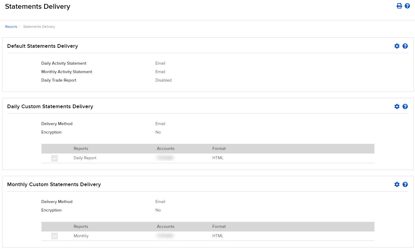 Image of the statements delivery section in Portal. 